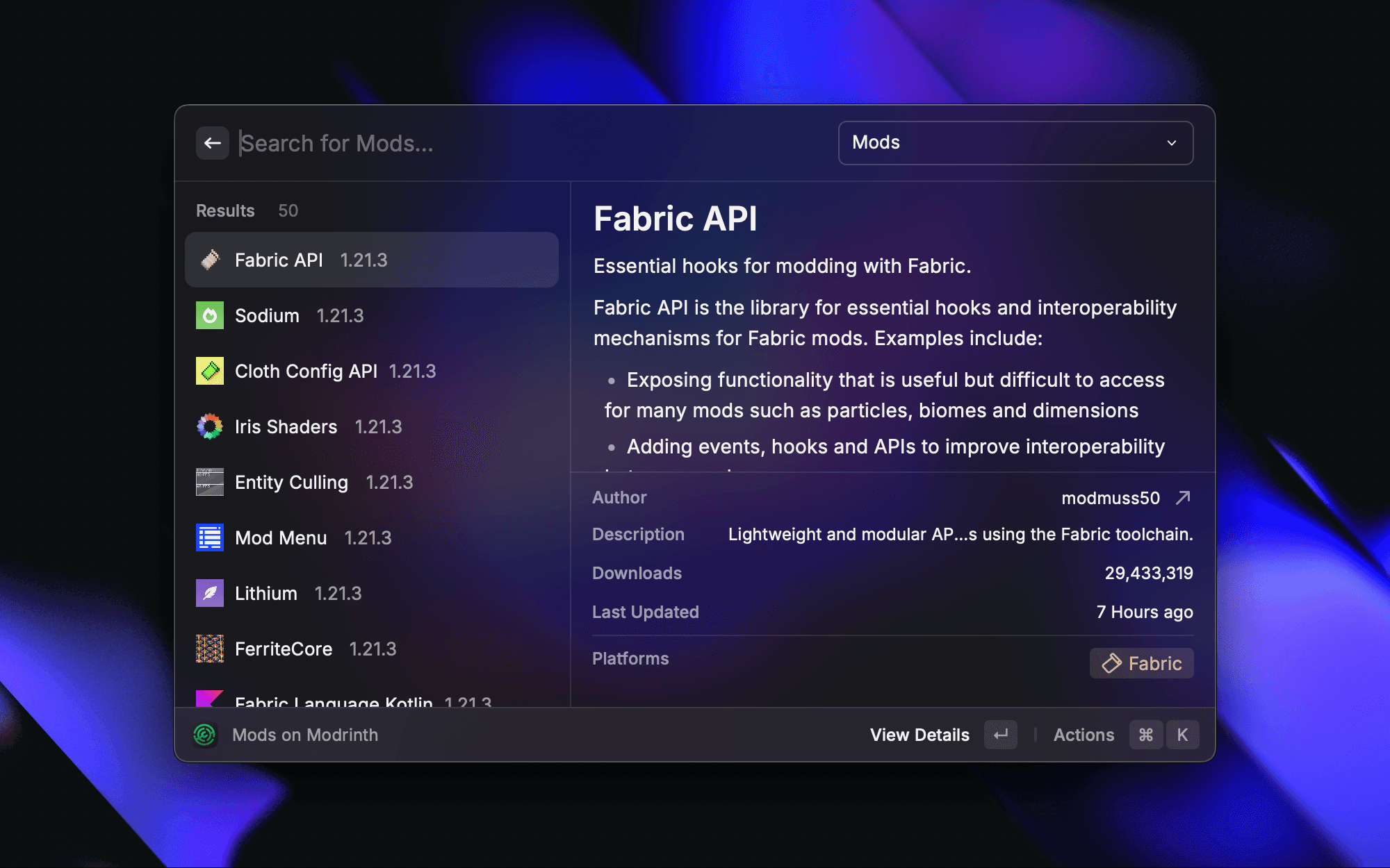 Modrinth for Raycast
